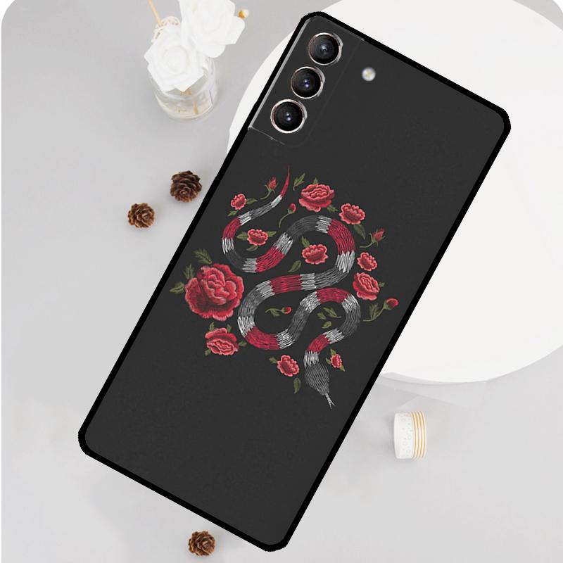 Snake Flower Phone Case For Samsung Galaxy S25 S26 Ultra S20 S21 S22 S23 S24 Plus S10 S25 FE Funda Cover