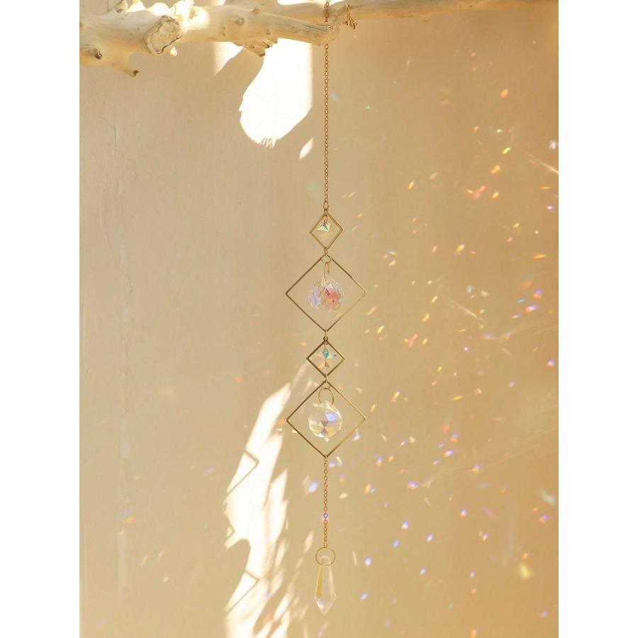 1 Stück Kristalle Sonnenfänger Bunt Hängender Sonnenfänger mit Kette Anhänger Ornament Kristallkugeln Regenbogenmacher für Fenster Zuhause Garten Büro