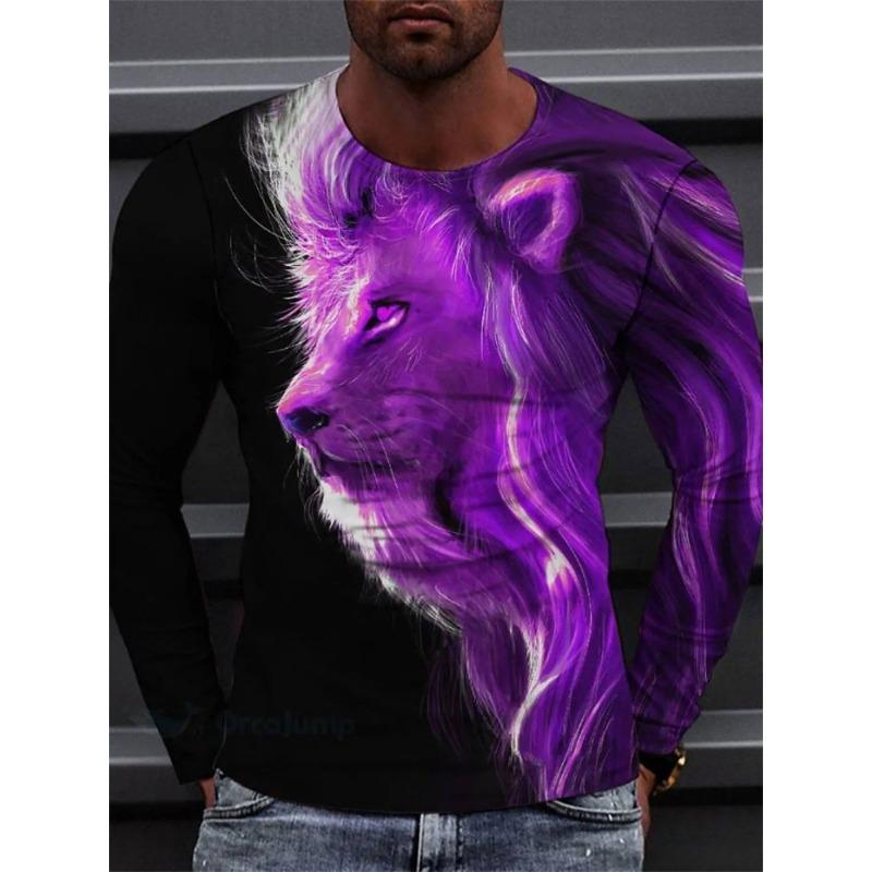 3D Tiger Print Long Sleeve T-shirt Spring And Autumn Men's Daily Casual Long Sleeve Top Urban Street Fashion Long Sleeve T-shirt