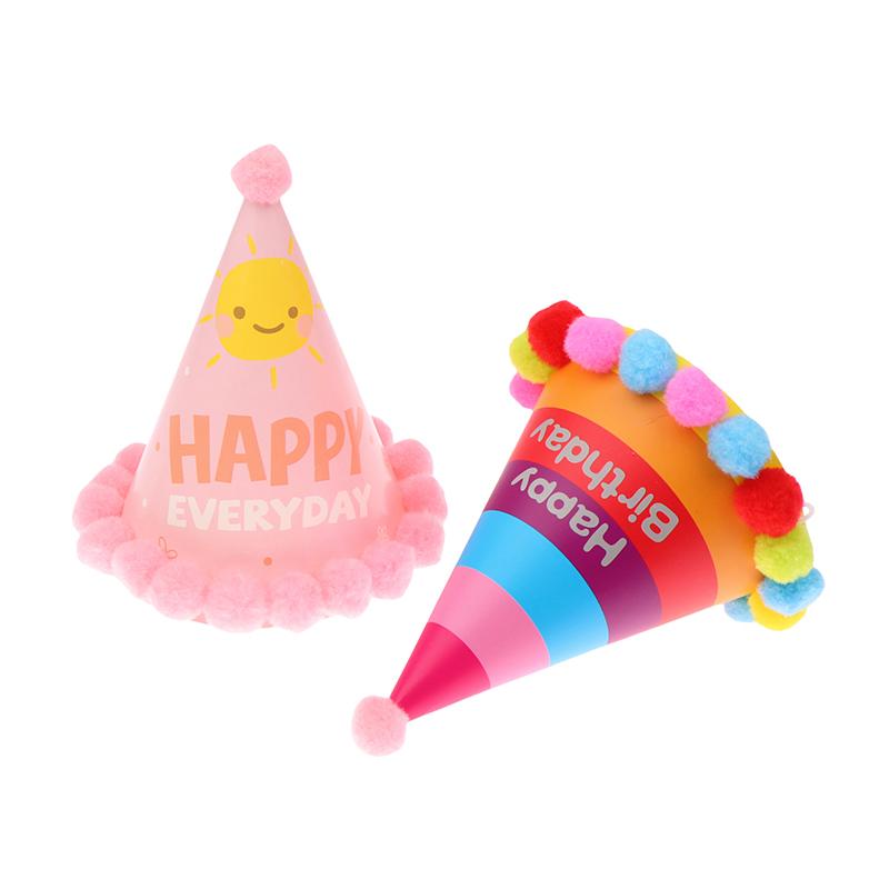 10Pcs/Bag Happy Birthday Party Hats Rainbow Diy Handmade Cap Crown Baby Shower Decoration Boy Girl Birthday Party Photo Props