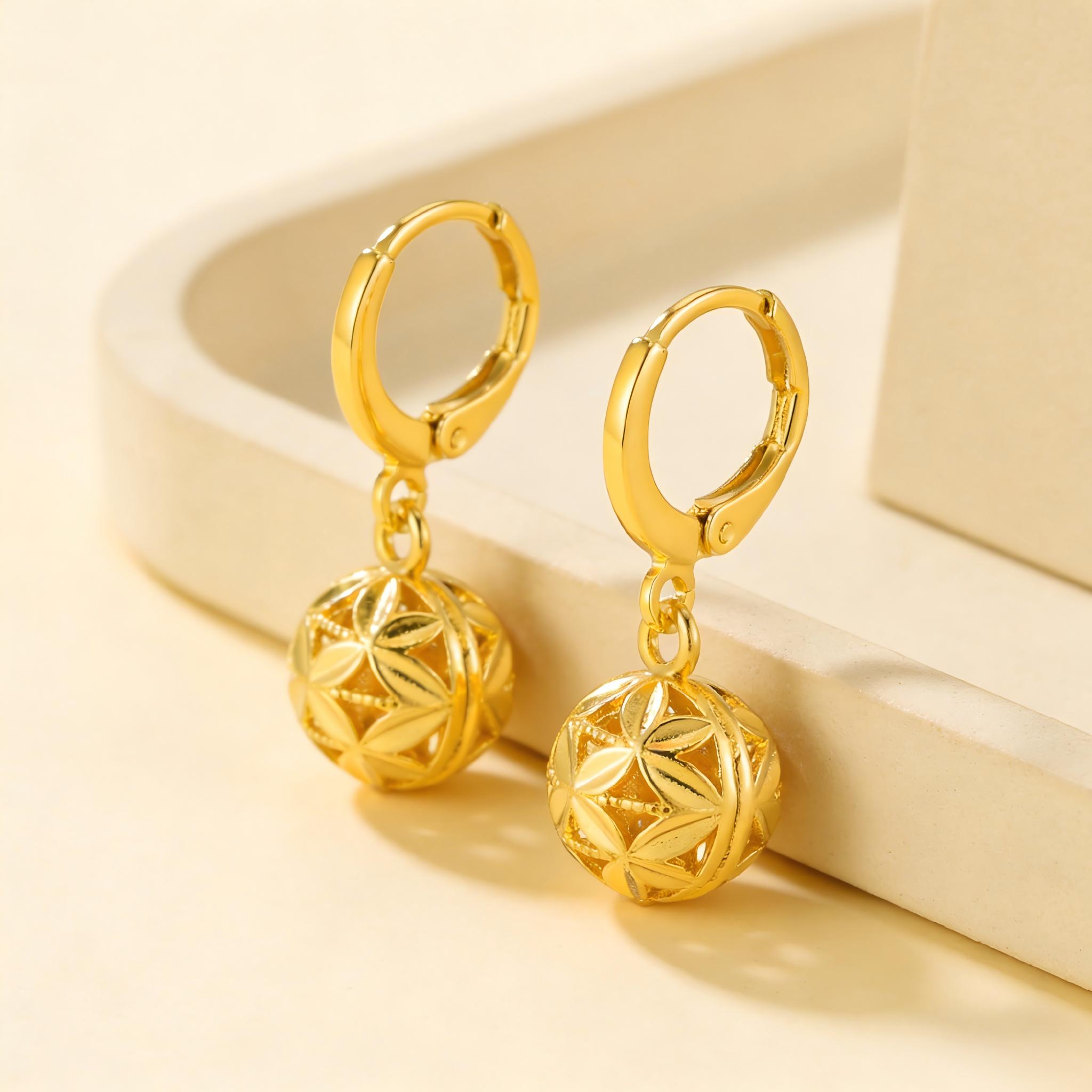 

Retro Hydrangea Hoop Earrings for Women Hollow Transfer Bead Earrings Charm Luck Accessories Gifts