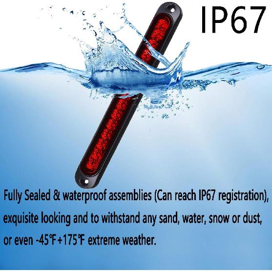 2 Pack 10" 15 LED Trailer Identification Light 9 To 30-Volt, LED Stop Turn Tail Light Assembly Third Brake Bar Strip Rear Marker Light IP67
