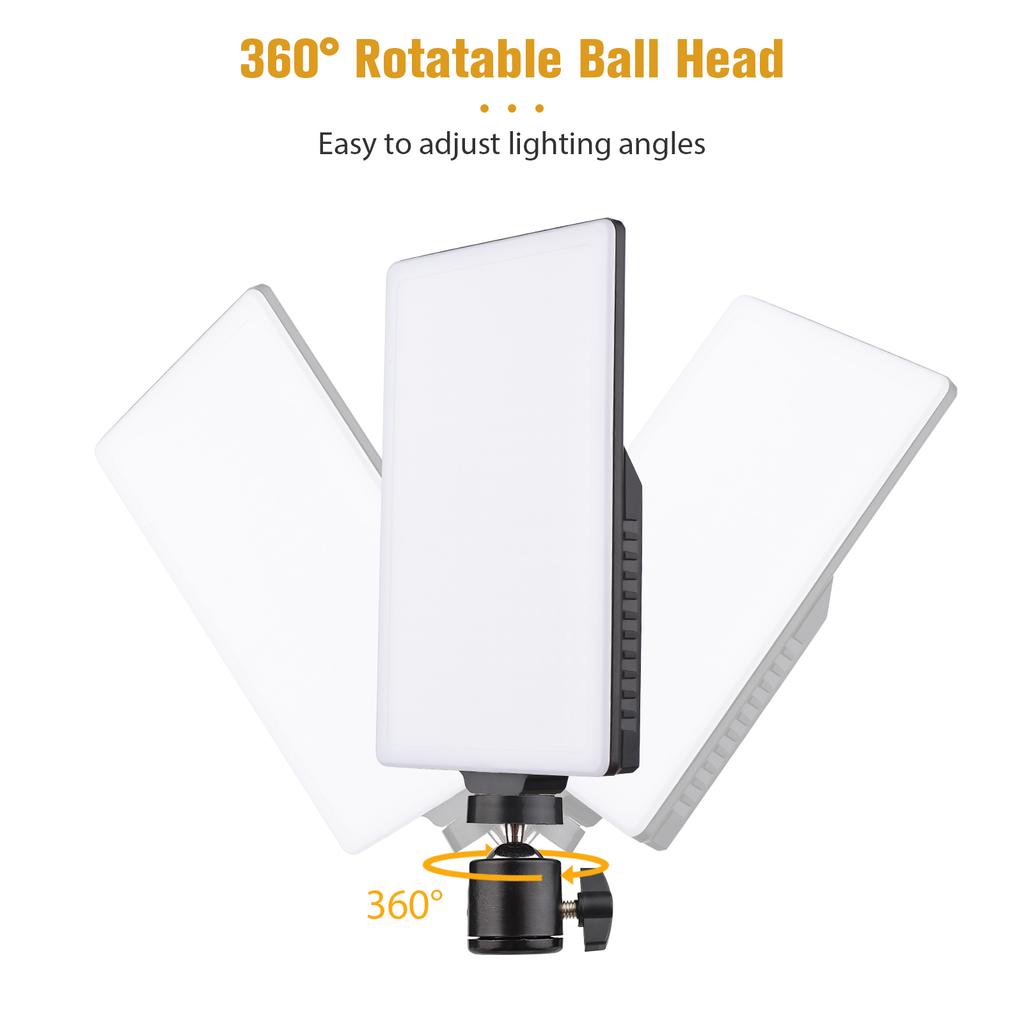 12W LED Video Light Photography Light 144PCS Lamp Beads Bi-Color Temperature 3200K-5600K Dimmable