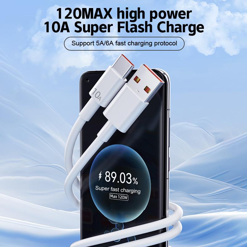 10A Fast Charging Data Cable Type-C Automatic Power Off Simple 2M Car Data Cable Suitable For Huawei Xiaomi Android Universal