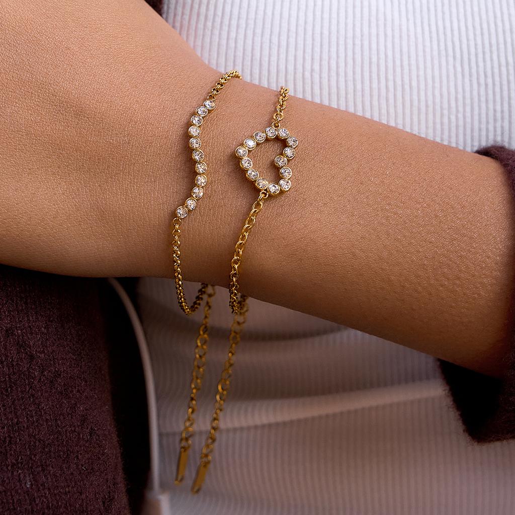 Yori Fashion Stainless Steel Openwork Heart Bracelet 18k Gold Plated Waterproof Jewelry For Women Charm Fashion