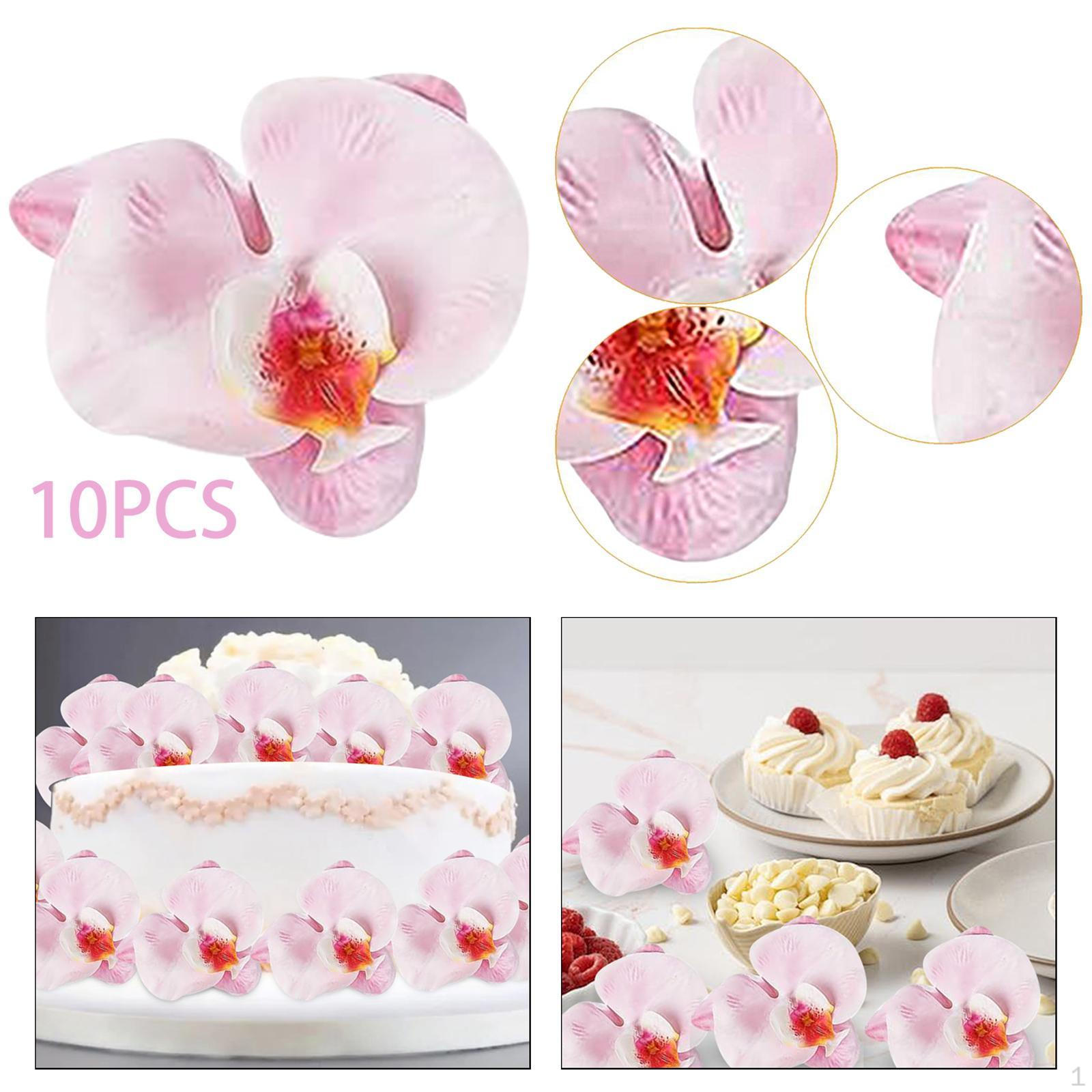 

10x Cupcake Toppers Flower Cake Toppers, Realistic Decoration Artificial Flowers Decor for