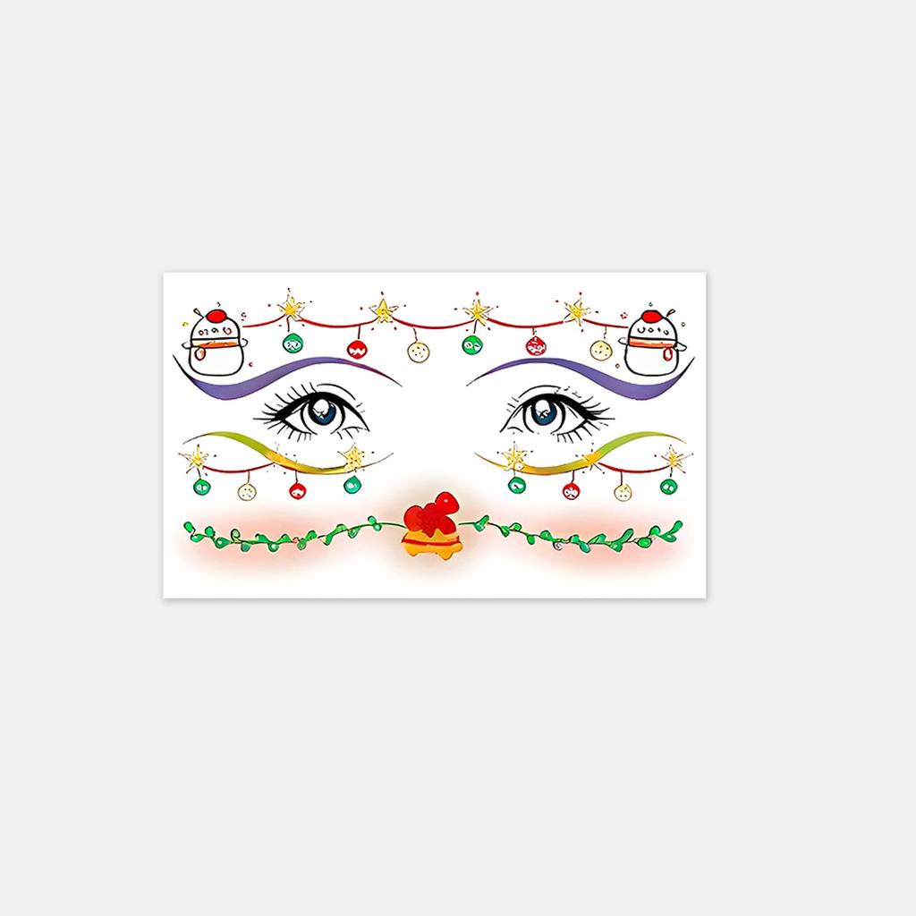 Cute Christmas Tattoo Stickers Holiday Activities Girl Sweet Makeup Face Stickers Temporary Tattoo Stickers