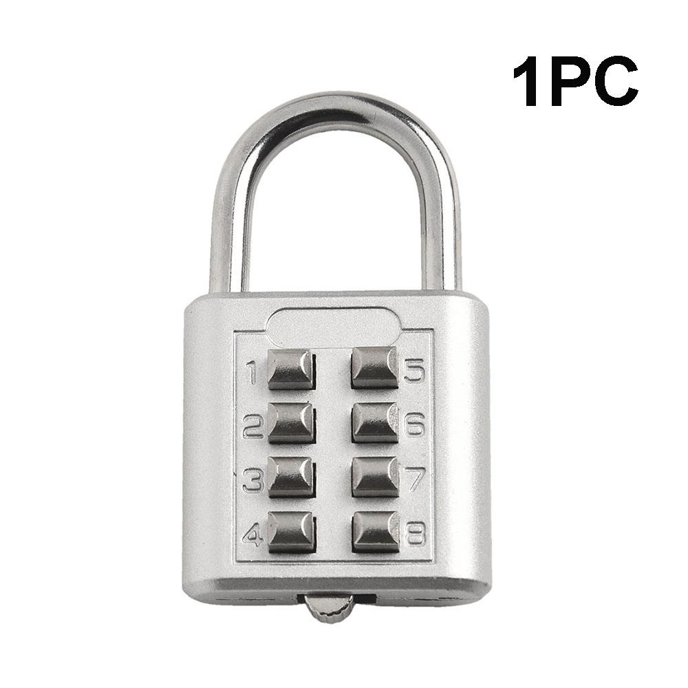 8 Digit Combination Outdoor Padlock Waterproof Zinc Alloy Smart Lock with Key for Travel Luggage Storage Anti-Theft