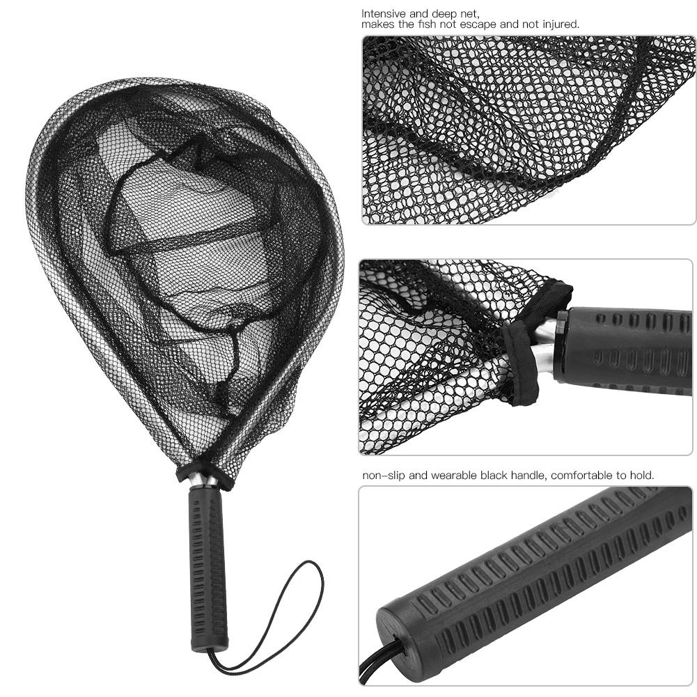 Fly Fishing Landing Net, Fishing Net Trout Net Plastic Fishing Net Aluminum Alloy with Black Non-Slip Handle Perfect Tool for Fishing Lovers
