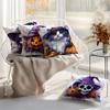 Home Decor Halloween Witch-Themed Skull & Pumpkin Pillows Pattern Cushion Cover Suitable For Sofa Bedroom Car Pillow Cover