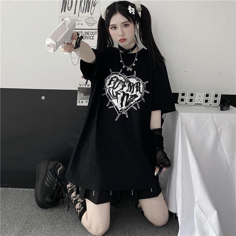 Damen Y2k Grunge T-Shirts - Vintage Graphic Tees Mit Sternen Und Totenköpfen