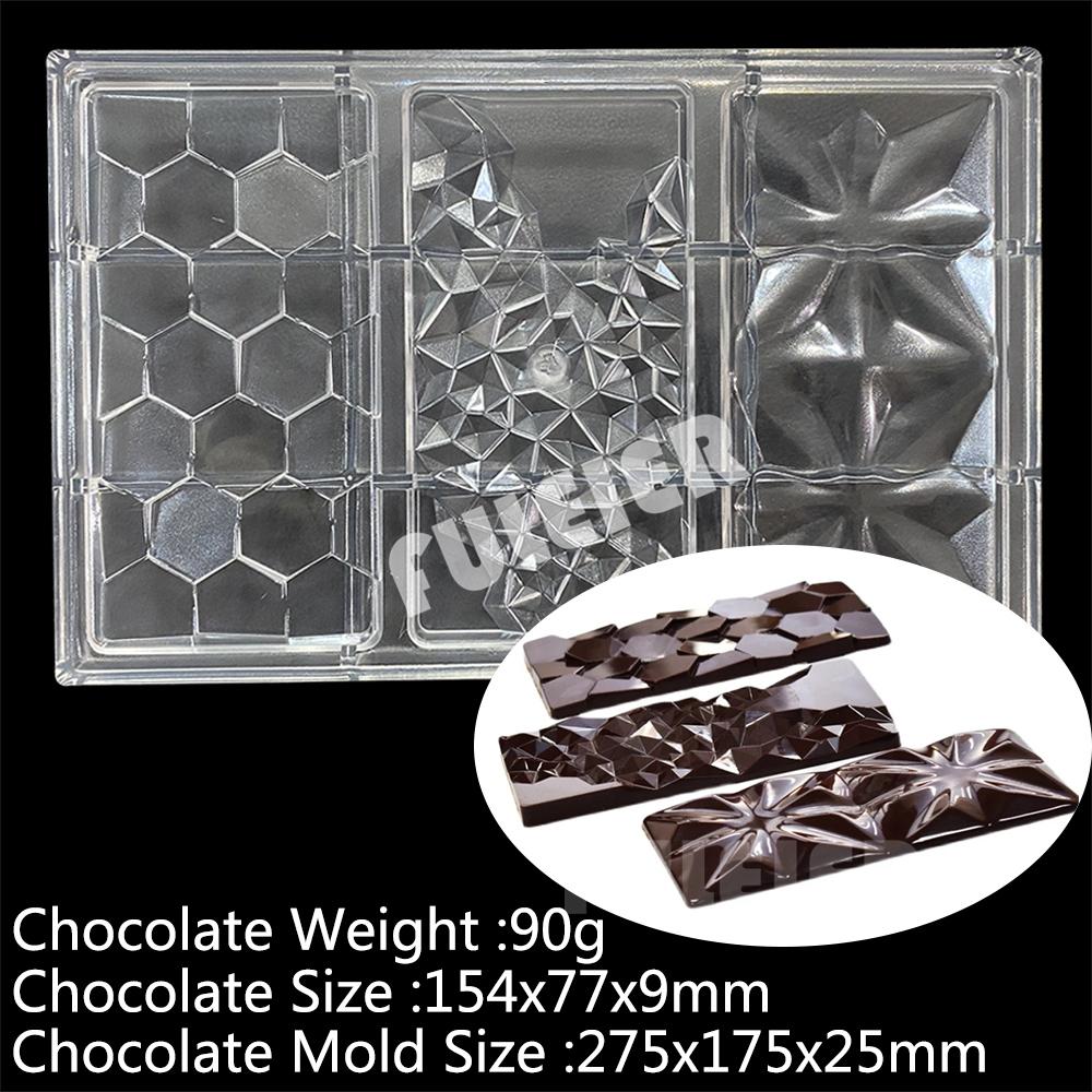 3D Polycarbonate Chocolate Mold For Baking Candy Bar Mould Sweets Bonbon Chocolate Cake Decoration Confectionery Tool Bakeware