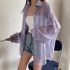 Solid Color Women Shirt Blouse Thin Female Loose Cardigan Summer Fashion Long Sleeve Top