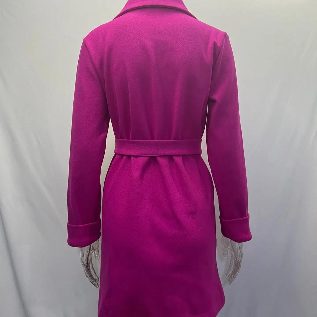 2026 Autumn Winter Fashion Slim Fit Belted Lapel Wool Coat - Warm Overcoat for Women