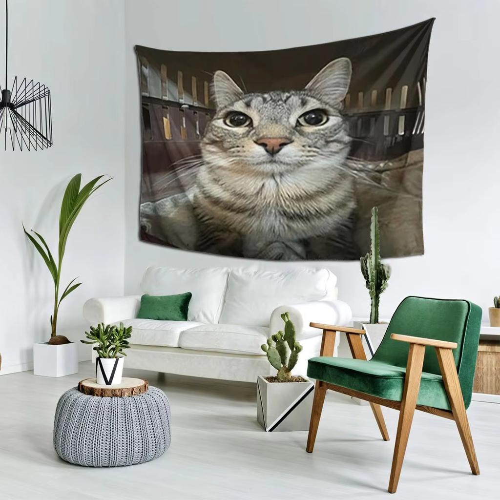 Realistic Cat Wall Tapestry Animal Art Print Home Decor For Bedroom Living Room Pet Lover Gift Boho Style Hanging Decoration