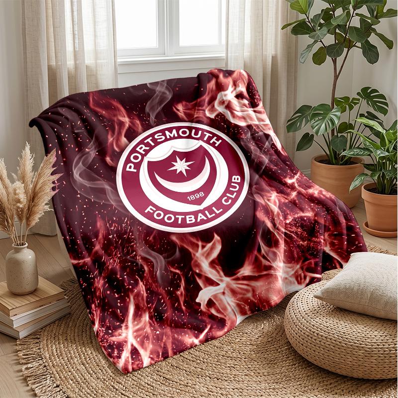 Coperta Morbida in Pile Flanella Portsmouth FC Leggera Accogliente Calda Coperta da Lancio per Divano Letto Decorazione Casa