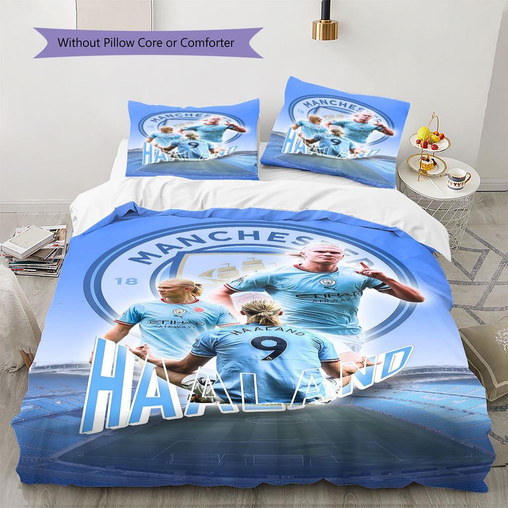 Set Copripiumino Trapuntato con Immagine di Erling Haaland Federe Decorazione per la Casa Regalo di Compleanno (1 * copripiumino + 2 * federa, senza nucleo)