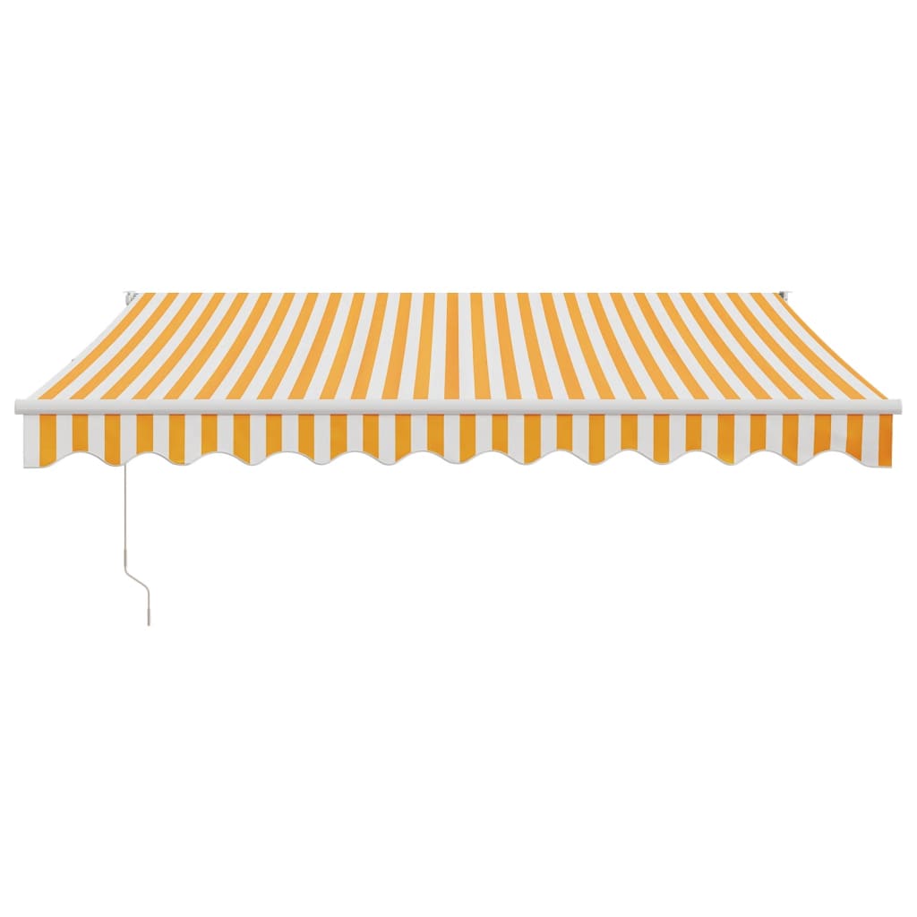 Retractable Awning Yellow and White 3.5 x 2.5 m Fabric and Aluminum