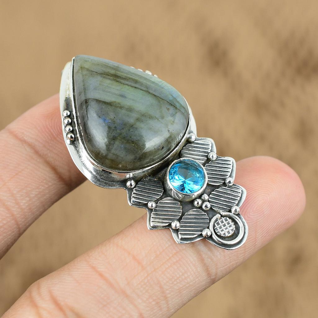 Wedding Gift For Her 925 Sterling Silver Natural Labradorite Gemstone Pendant