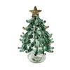 Decorative Glass Sculpture Glazed Christmas Tree Ornament with Star Topper, Colorful Party Table Decor Art, Faux Crystal Tabletop for Home Office Gift