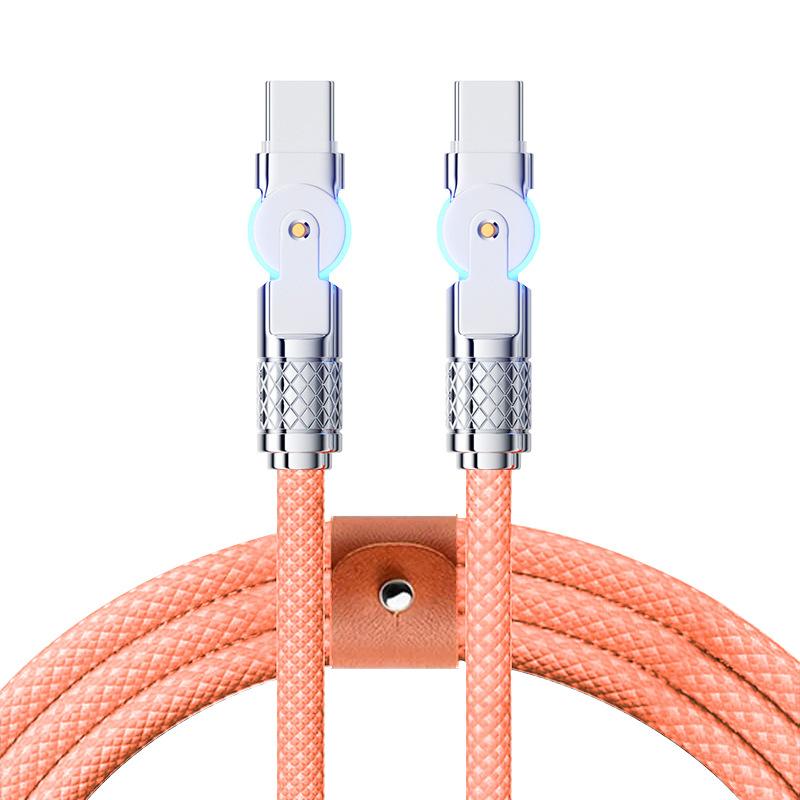 USB C to USB C Cable 240W, 180°Rotating USB C Cable Braided Type C Charger Cable Fast Charge for iPhone iPad Pixel Samsung 1m&Type-C to Type-C оранжевый
