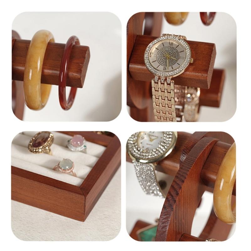 Multipurpose Adjustable Sturdy Wood Jewelry Display Stand for Watches Bracelets and Bangles Elegant Showcases