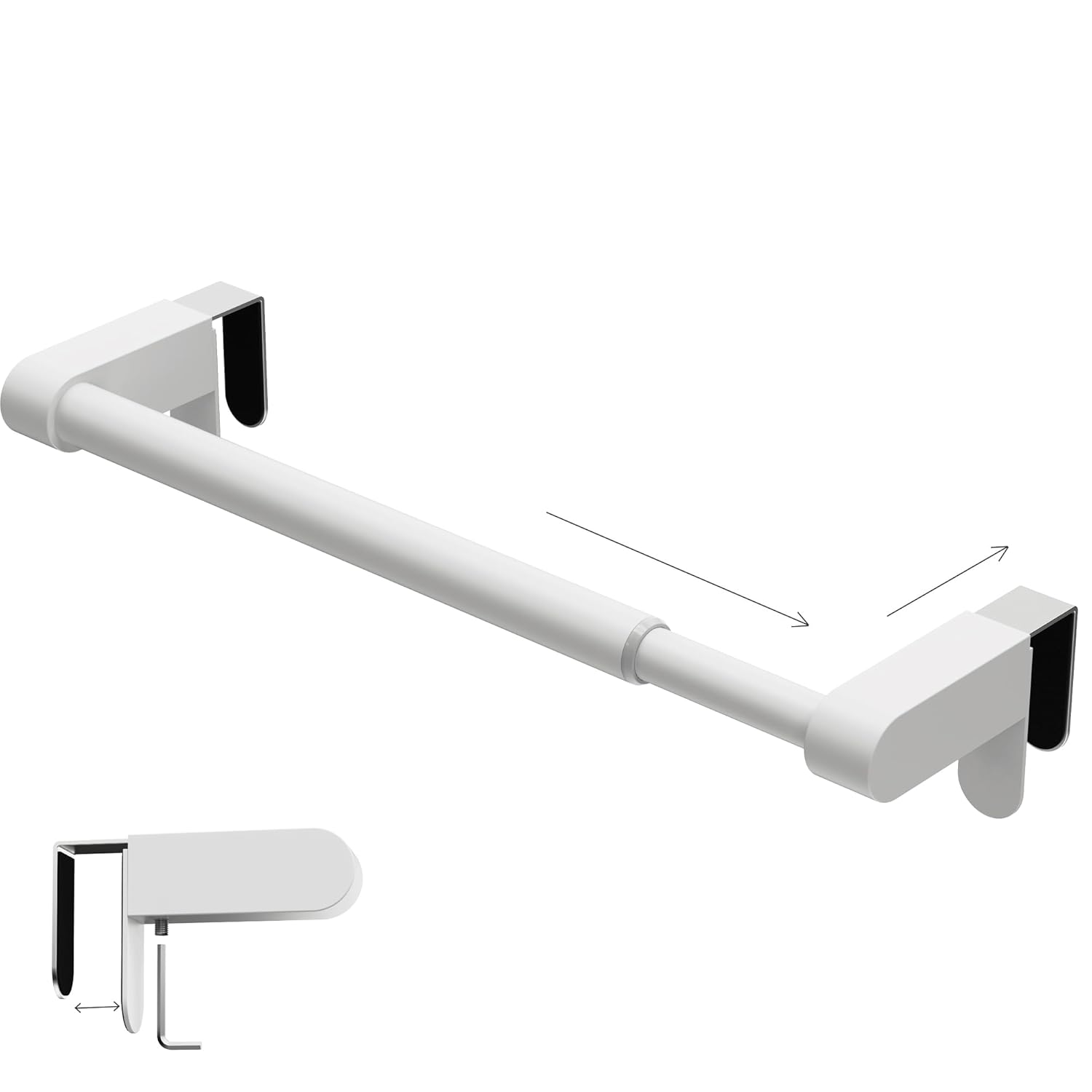 

VEHHE Towel Hanger Adjustable Length Approximately Installation width can be freely adjusted fits perfectly on doors Stainless Steel Rack (White