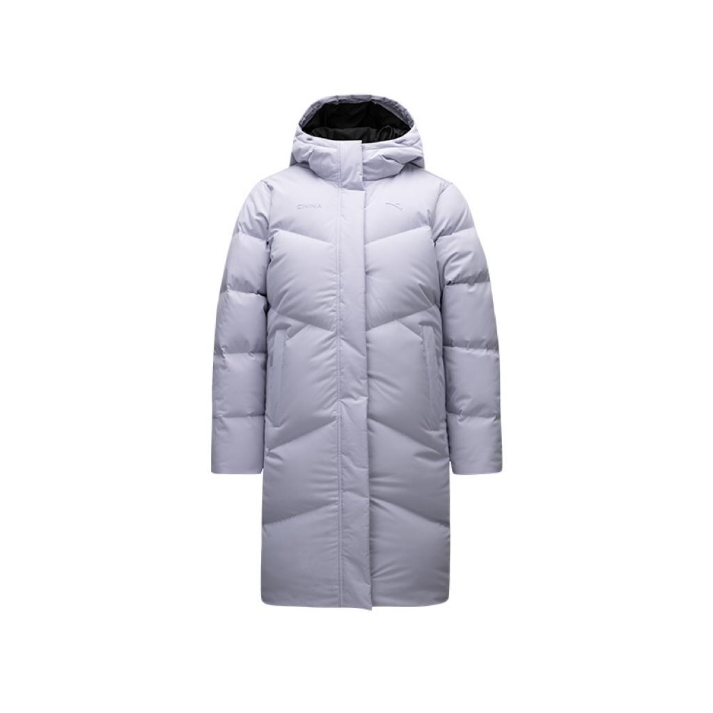 Anta Training Series Simple Logo Comfortable Long Sleeve Mid-Length Down Jacket Women Outerwear Healing-Purple 162517919-1