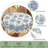 1 Piece Of Vintage Floral-Themed Tablecloth, Featuring A Blue And White Porcelain Style Print With Floral And Bird Patterns, Available In Various Size