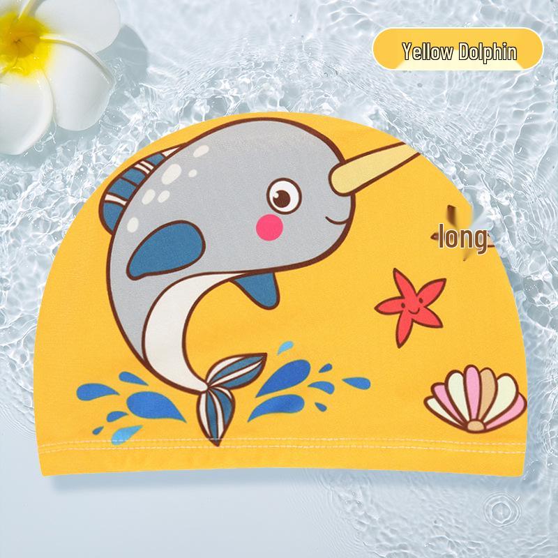 Waterproof Cartoon Swim Cap with Ear Protection for Adults - Unisex, Comfortable Fit