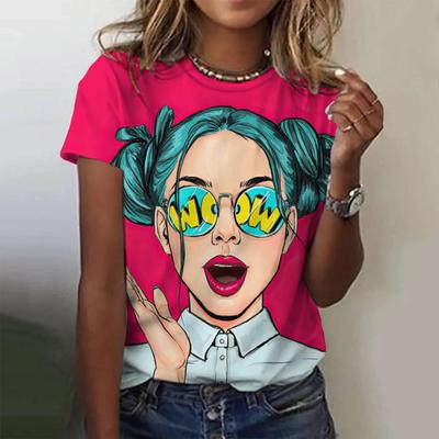 Camisetas Femininas Camiseta Estampada de Personagens de Desenho Harajuku Vintage Manga Curta Gola O Engraçada Y2K Top Roupa Feminina