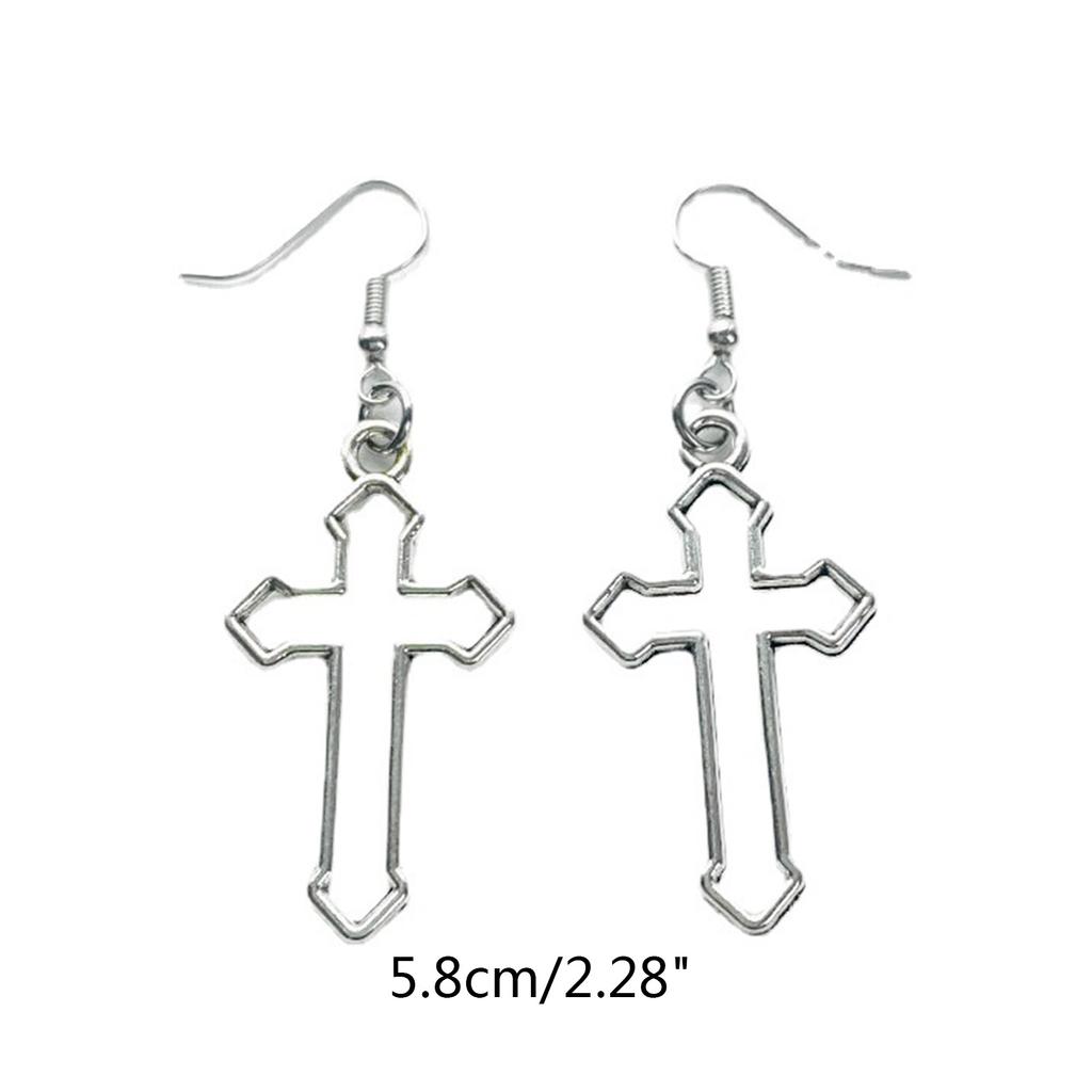 Hollow Cross Dangle Earrings Jewelry Fashion Long Drop Earrings for Women Men