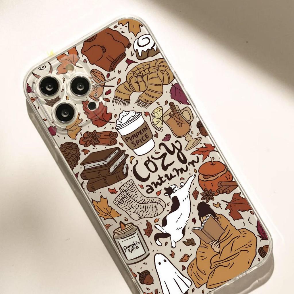 Shockproof Transparent Autumn Colors Case for iPhone 15/16/17 Pro Max/14/12