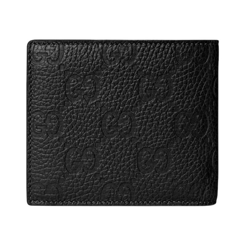 Gucci Printed embossed leather coin purse men's black