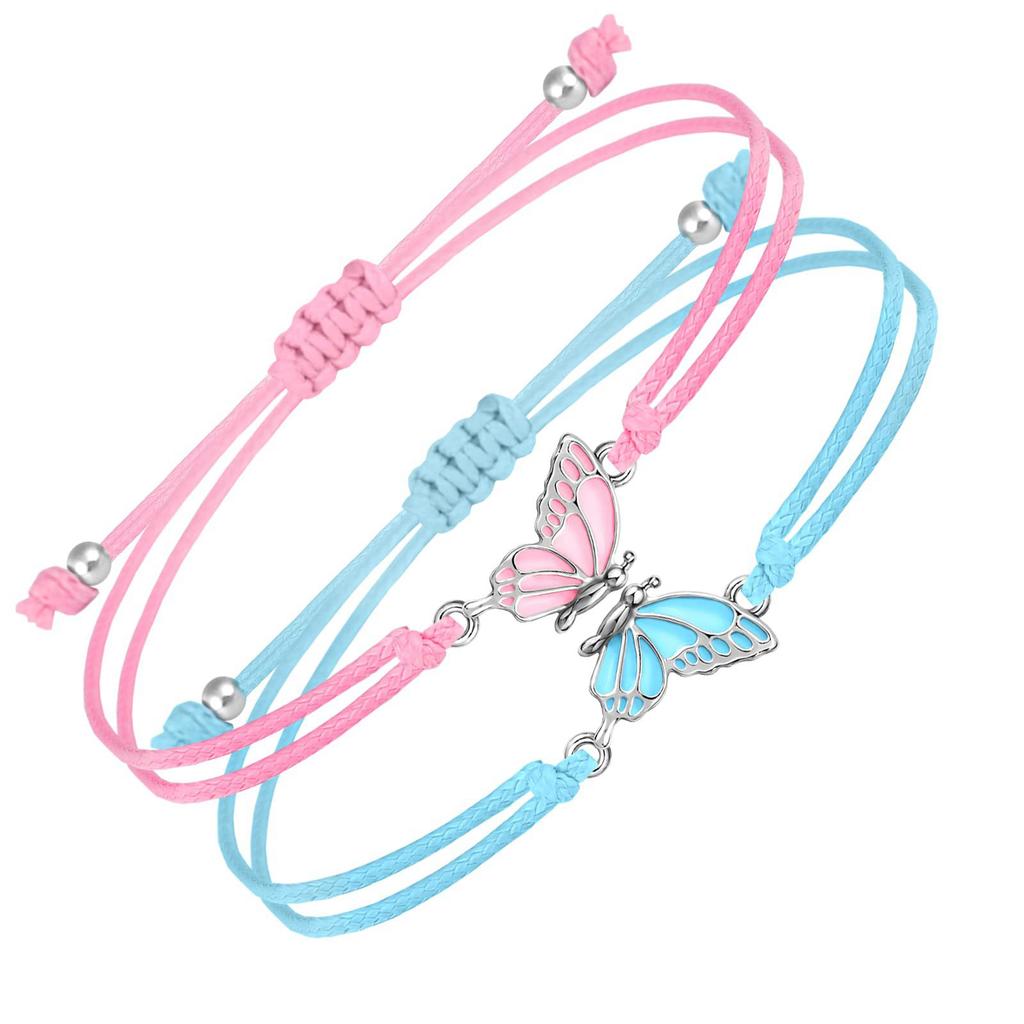 Set Of 2 Matching Friendship Bracelets for Children Girls Braided Rope Handchain Fashion Wrist Accessories for Bestie
