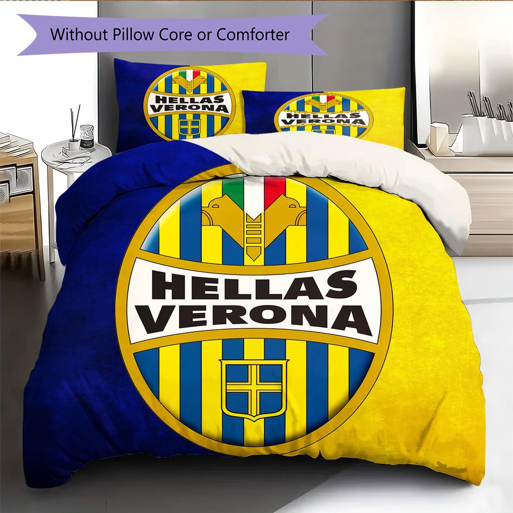 Hellas Verona FC Pattern Bedding Quilt Set Home Decoration Gift (1 * duvet cover + 2 * pillowcase without core)