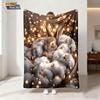 1pc Easter Cartoon Rabbit Printed Flannel Blanket With Various Sizes Soft And Comfortable Nap Cover Machine Washable
