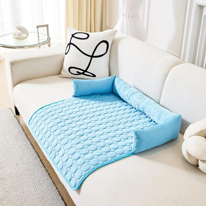 

Summer Dog Cooling Bed Puppy Kitten Sleeping Mat Sofa Cushion Ice Silk Breathable Mattress Dog s Cooling Mat Portable Mattress 70x70cm