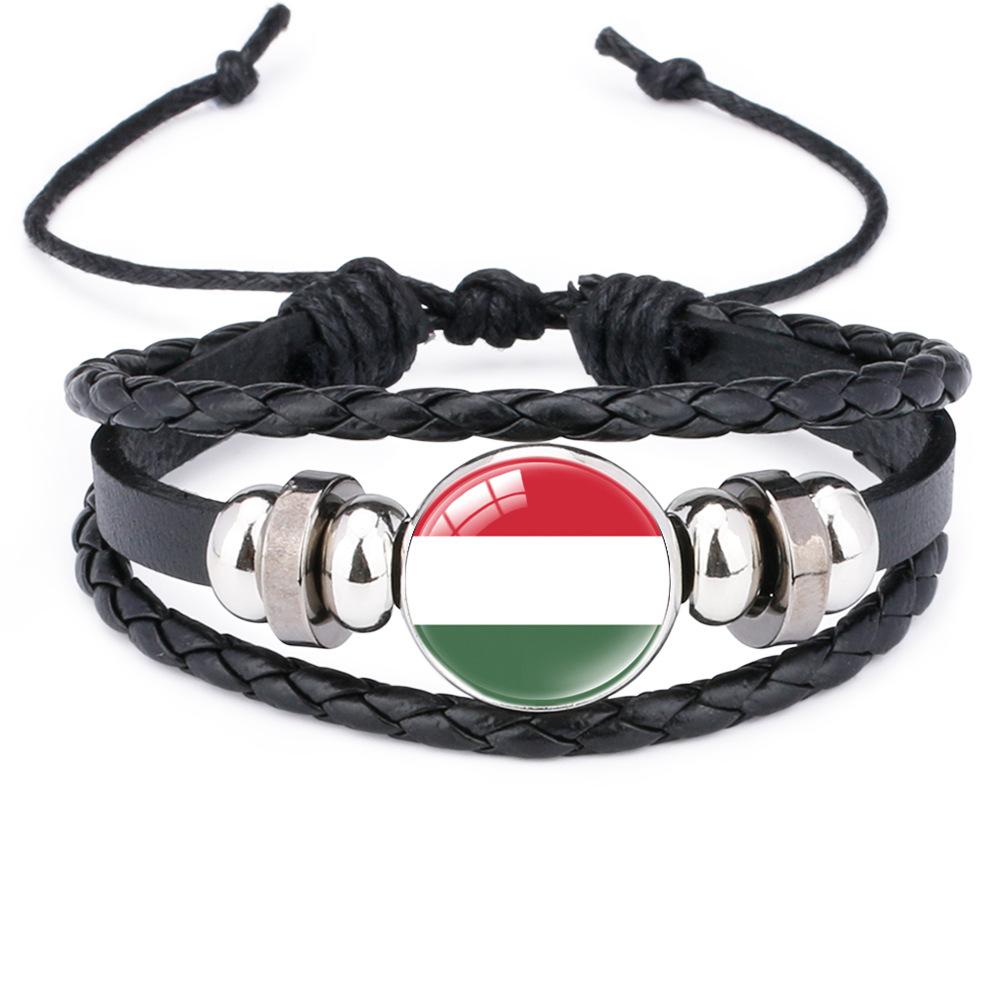 World Cup Leather Bracelet National Flag Soccer Match Souvenir  Adjustable Cowhide Woven Bracelet for Men Women,Sports  Fan Accessories
