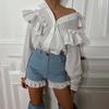 Summer Blue Denim High-Waisted Shorts Lace Splicing Women'S Hot Pants Jean Shorts