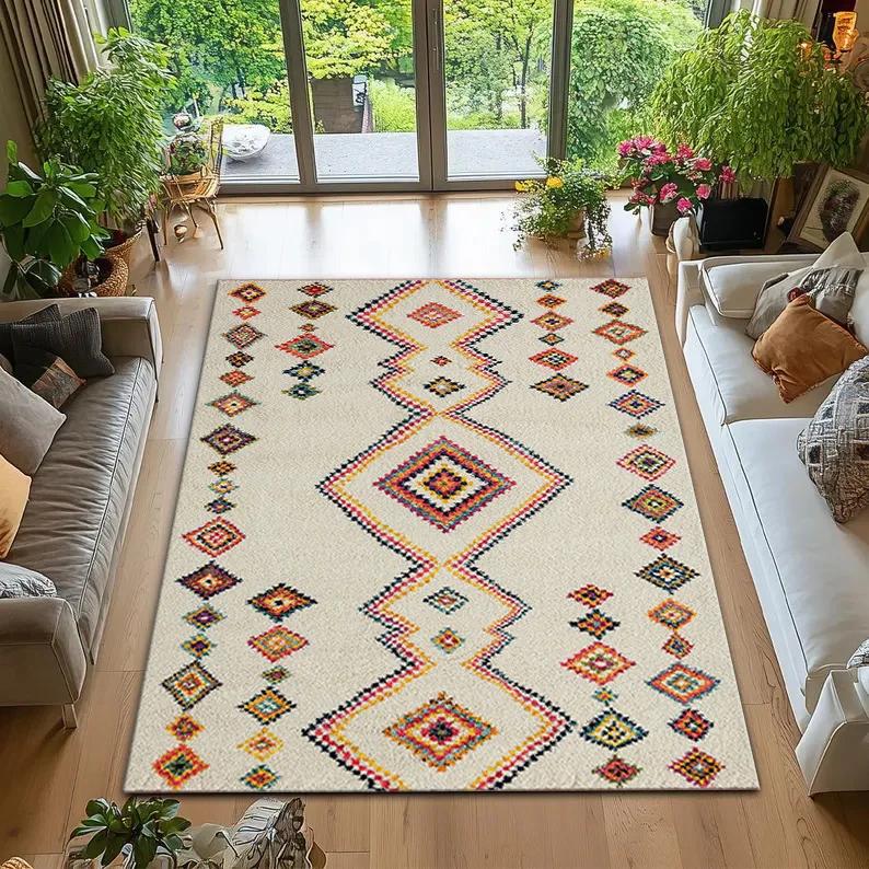 Persian Vintage Carpet Handmade Moroccan Rug Living Room Bedroom Decorative Floor Mat Non Slip Soft Rugs