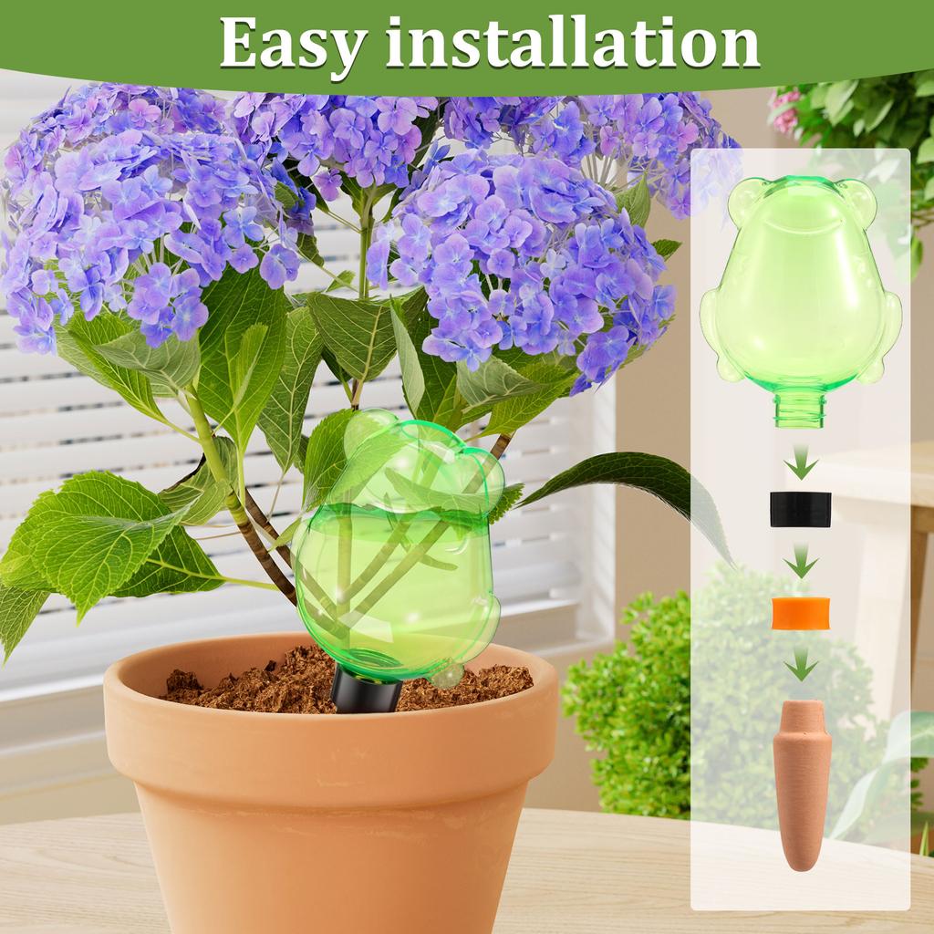 4Pcs Automatic Plant Watering Bulbs 375ml Clear Frog Style Self Watering Globe Insert Drip Irrigation System Garden Accessories