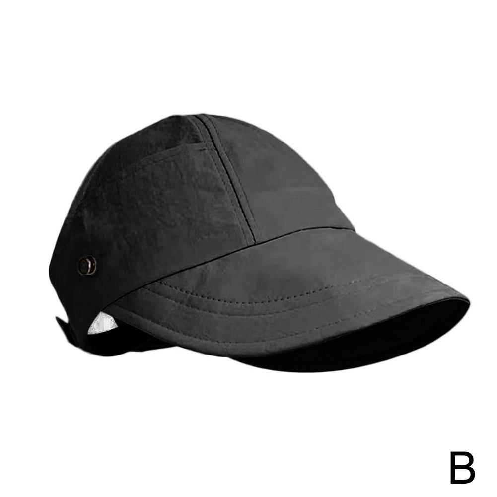 

Летняя широкополая шляпа от солнца с хвостиком, регулируемая летняя кепка для женщин, пляжная шляпа, козырек с хвостиком W0U1 Black-One size