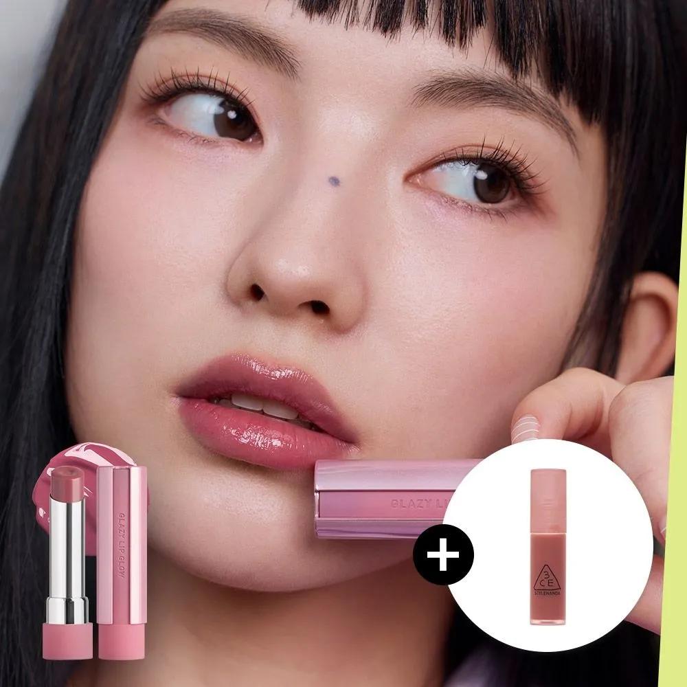 3CE Glaze Lip Glow (Free Gift) Mini Tint (Random) 34 Rose Glaze