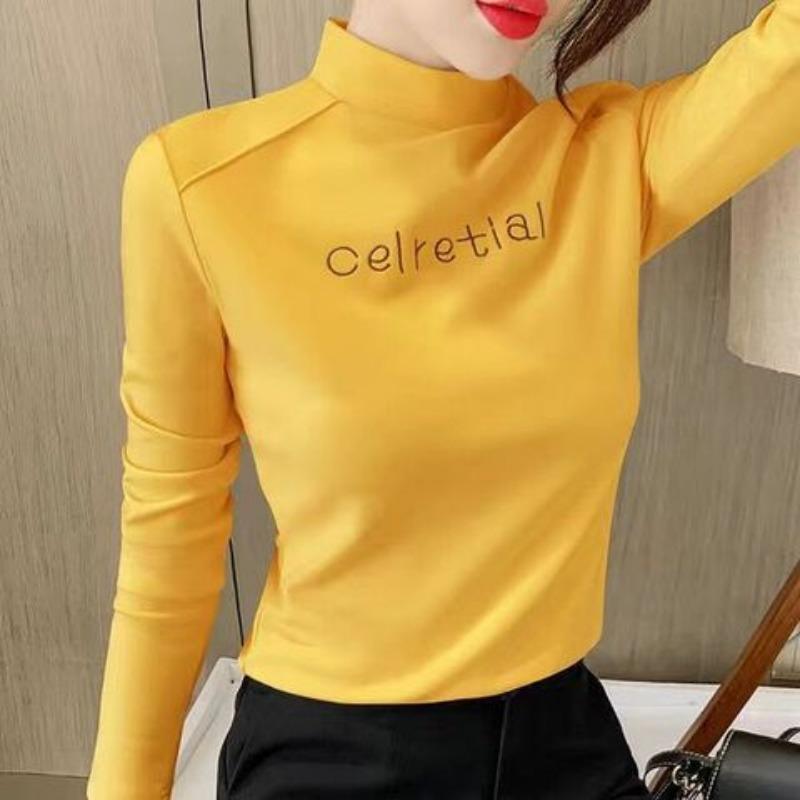 Half High Collar Undershirt Long Sleeved T-shirt Women's Top