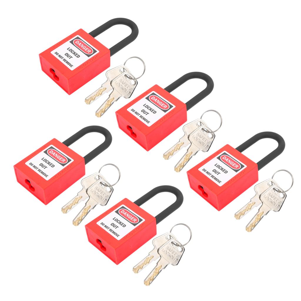 5 Sets Lockout Lock 38mm Nylon Engineered Dustproof Security Padlock for Industrial SiteRed