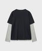 NOIRER Layered Half Long Sleeve T-Shirt (Navy Gray)