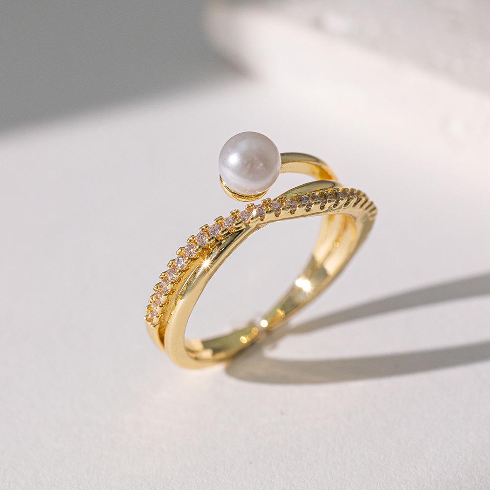 Micro-Inlaid Zircon Fashion Open Ring - Adjustable Luxury Index Finger Jewelry for Women