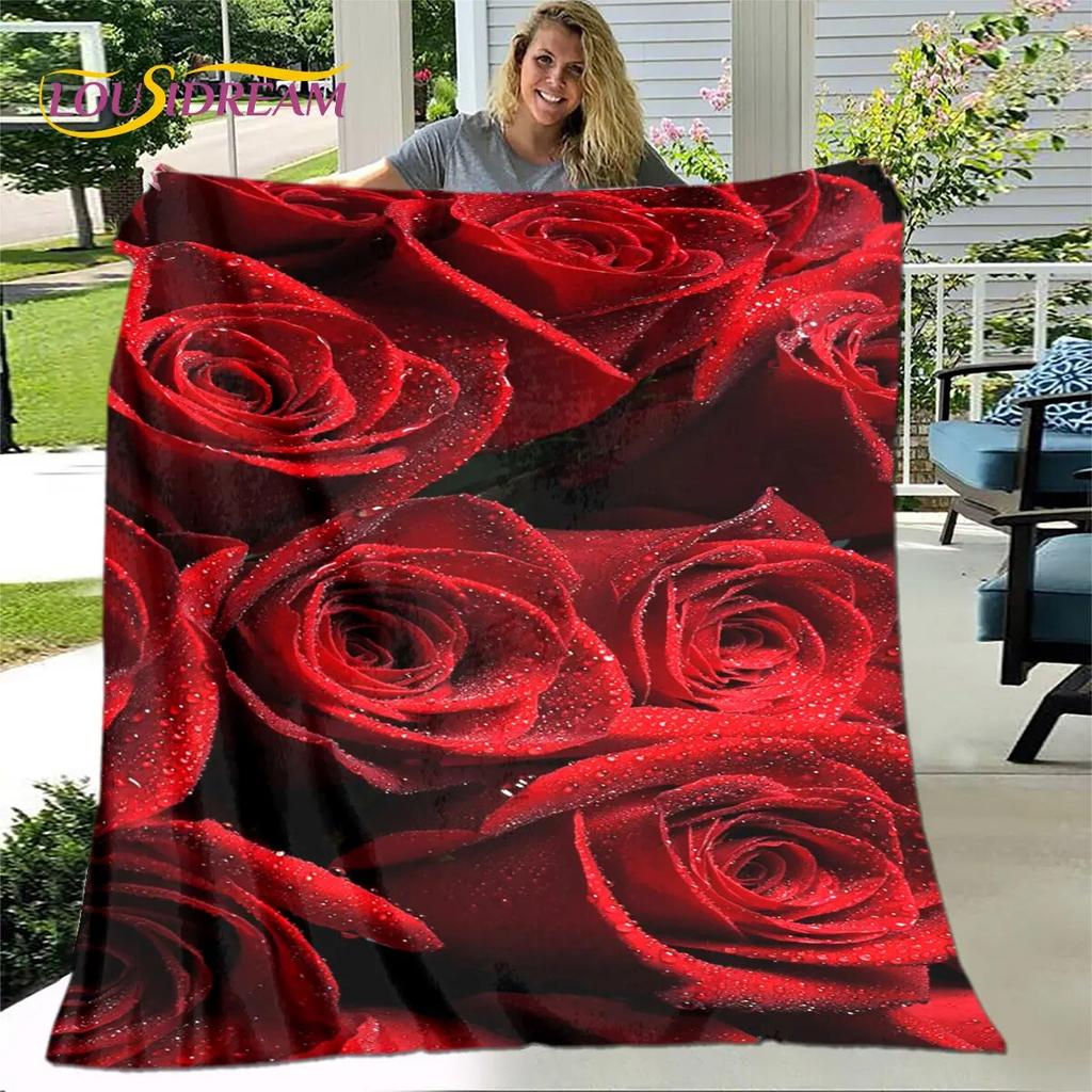 Newest 3D Rose Flower Sunflower Blanket,Flannel Blanket Throw Blanket,Sherpa Warm Blanket for Living Room Bedroom Beds Sofa Gift