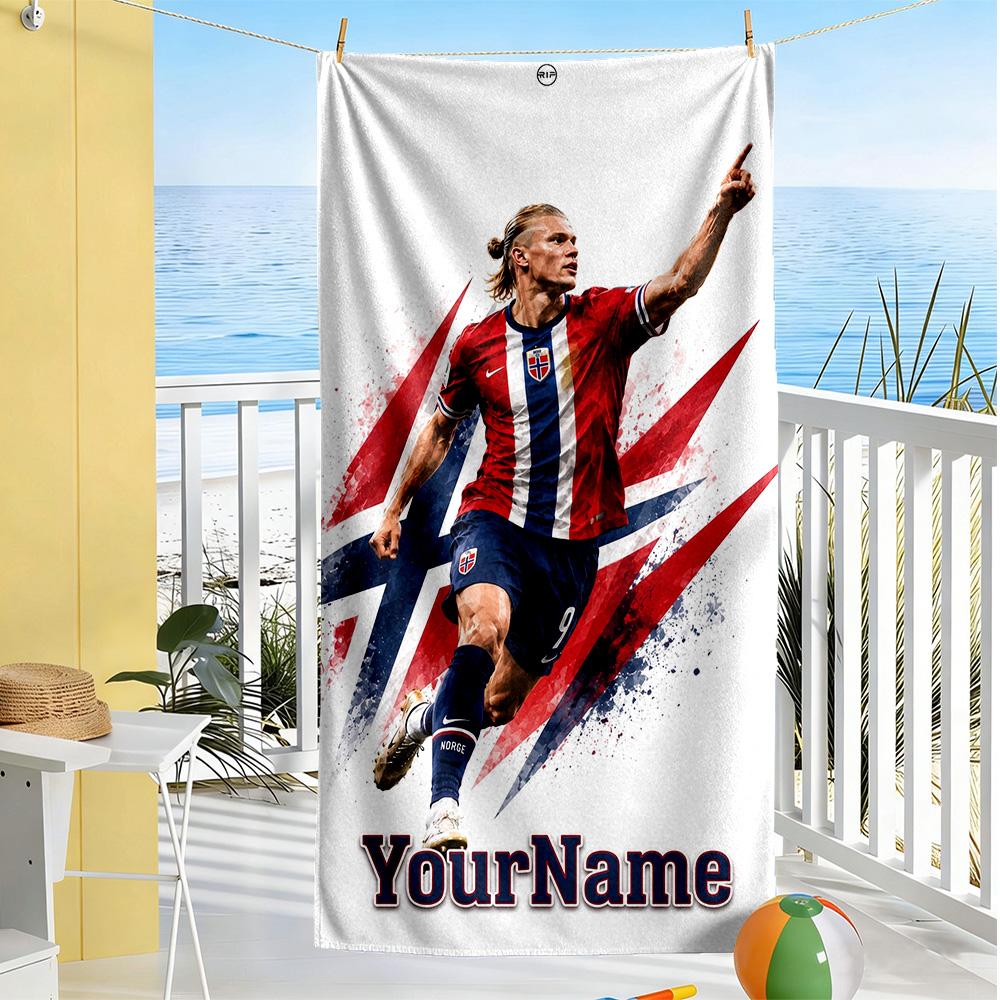Haaland Customized Name Beach Towel Quick-Dry Soft Microfiber Perfect for Traveling Yoga Camping and Swimming
